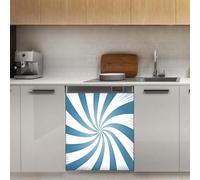 Mexpekil Adesivo decorativo per lavastoviglie a strisce blu e bianche, 53 x 66 cm, adesivo decorativo per lavastoviglie per porta d'ingresso, impermeabile, per pannello elettrodomestico da cucina