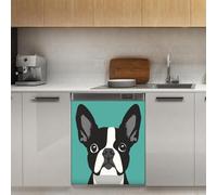 Mexpekil Adesivo decorativo per lavastoviglie Boston Terrier, 53 x 66 cm, adesivo decorativo per lavastoviglie per porta d'ingresso, impermeabile, adesivo magnetico per pannello elettrodomestico da