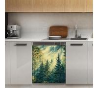 Mexpekil Adesivo decorativo per lavastoviglie con albero della foresta della luce del sole, 53 x 66 cm, adesivo decorativo per lavastoviglie per porta d'ingresso, impermeabile, adesivo magnetico per