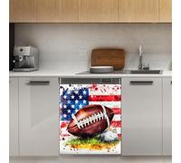 Mexpekil Adesivo decorativo per lavastoviglie con bandiera del football americano, 53 x 66 cm, adesivo decorativo per lavapiatti per porta d'ingresso, impermeabile, per pannello elettrodomestico da
