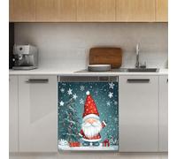 Mexpekil Adesivo decorativo per lavastoviglie con calamita natalizia, 53 x 66 cm, adesivo decorativo per lavapiatti per porta d'ingresso, impermeabile, pannello per elettrodomestici da cucina