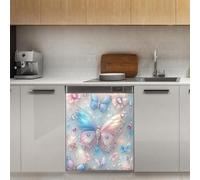 Mexpekil Adesivo decorativo per lavastoviglie con farfalla gioiello 53,3 x 66 cm, adesivo decorativo per lavastoviglie per porta d'ingresso, impermeabile, per pannello elettrodomestico da cucina