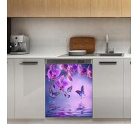 Mexpekil Adesivo decorativo per lavastoviglie con farfalle che volano con acqua, 53 x 66 cm, adesivo decorativo per lavastoviglie per porta d'ingresso, impermeabile, per pannello elettrodomestico da