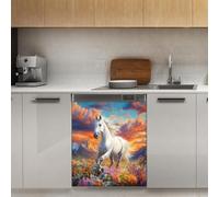 Mexpekil Adesivo decorativo per lavastoviglie con fiori che corrono artistici, 53 x 66 cm, adesivo decorativo per lavastoviglie per porta d'ingresso, impermeabile, pannello magnetico per