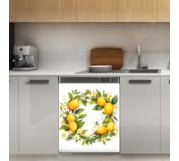 Mexpekil Adesivo decorativo per lavastoviglie con ghirlanda di foglie di limone, 53 x 66 cm, adesivo decorativo per lavastoviglie per porta d'ingresso, impermeabile, pannello magnetico per