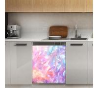 Mexpekil Adesivo decorativo per lavastoviglie con liquido che scorre rosa, 53 x 66 cm, adesivo decorativo per lavastoviglie per porta d'ingresso, impermeabile, per pannello elettrodomestico da cucina