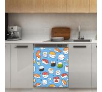 Mexpekil Adesivo decorativo per lavastoviglie con magnete per sushi, 53 x 66 cm, adesivo decorativo per lavapiatti per porta d'ingresso, impermeabile, per pannello elettrodomestico da cucina
