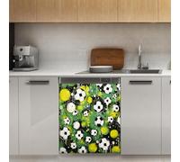 Mexpekil Adesivo decorativo per lavastoviglie con magnete verde calcio, 53 x 66 cm, adesivo decorativo per lavastoviglie per porta d'ingresso, impermeabile, pannello magnetico per elettrodomestici da
