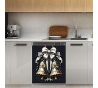 Mexpekil Adesivo decorativo per lavastoviglie con motivo a campana natalizia, 53 x 66 cm, adesivo decorativo per lavastoviglie per porta d'ingresso, impermeabile, pannello magnetico per
