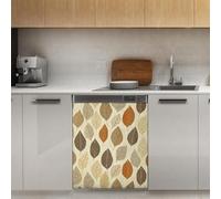 Mexpekil Adesivo decorativo per lavastoviglie con motivo a foglie, 53 x 66 cm, adesivo decorativo per lavastoviglie per porta d'ingresso, impermeabile, pannello magnetico per elettrodomestici da