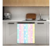 Mexpekil Adesivo decorativo per lavastoviglie con motivo a strisce arcobaleno, 53 x 66 cm, adesivo decorativo per lavastoviglie per porta d'ingresso, impermeabile, pannello magnetico per