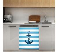 Mexpekil Adesivo decorativo per lavastoviglie con motivo a strisce di ancoraggio, 53 x 66 cm, adesivo decorativo per lavapiatti per porta d'ingresso, impermeabile, pannello magnetico per