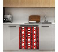 Mexpekil Adesivo decorativo per lavastoviglie con motivo a strisce di teschio, 53 x 66 cm, adesivo decorativo per lavastoviglie per porta d'ingresso, impermeabile, pannello magnetico per