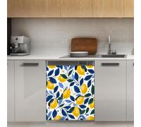 Mexpekil Adesivo decorativo per lavastoviglie con ramo di foglie di limone, 53 x 66 cm, adesivo decorativo per lavastoviglie per porta d'ingresso, impermeabile, pannello magnetico per elettrodomestici
