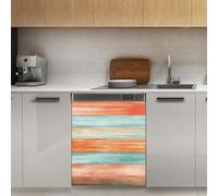 Mexpekil Adesivo decorativo per lavastoviglie in legno ad acquerello, 53 x 66 cm, adesivo decorativo per lavapiatti per porta d'ingresso, impermeabile, pannello per elettrodomestici da cucina