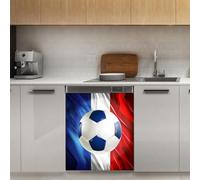 Mexpekil Adesivo decorativo per lavastoviglie, motivo: pallone da calcio con bandiera francese, 53,3 x 66 cm, adesivo decorativo per lavastoviglie per porta d'ingresso, impermeabile, pannello