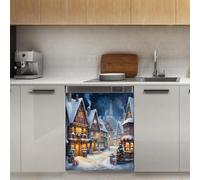 Mexpekil Adesivo decorativo per lavastoviglie per la vigilia di Natale, 53 x 66 cm, adesivo decorativo per lavastoviglie per porta d'ingresso, impermeabile, per pannello elettrodomestico da cucina