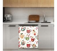 Mexpekil Adesivo decorativo per lavastoviglie per tazza di Natale, 53 x 66 cm, adesivo decorativo per lavastoviglie per porta d'ingresso, impermeabile, pannello magnetico per elettrodomestici da