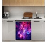 Mexpekil Adesivo decorativo per lavastoviglie rosa viola galassia 53 x 66 cm adesivo decorativo per lavastoviglie per porta d'ingresso impermeabile pannello elettrodomestico da cucina decalcomania