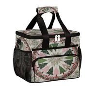 Mexpekil Alberi di Natale Rosa Foglia Verde Borse per il pranzo isolate riutilizzabili per donne uomini adulti Contenitore termico per il pranzo Grande riutilizzabile Cooler Lunch Tote Bag per il