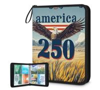 Mexpekil America's 250th Eagle - Raccoglitore per carte con 4 tasche con 50 pagine a caricamento laterale, per 400 carte, con cerniera, impermeabile, porta carte