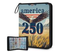 Mexpekil America's 250th Eagle - Raccoglitore per carte con 9 tasche con 50 pagine a caricamento laterale, per 900 carte, con cerniera, impermeabile, porta carte