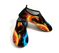 Mexpekil Arancione Blu Fuoco Drago Animale Scarpe Da Acqua per Le Donne Degli Uomini Quick Dry Antiscivolo A Piedi Nudi, Arancione Blu Fuoco Drago Animale, 41/42 EU