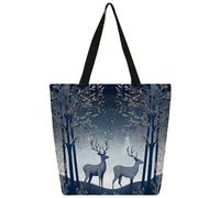 Mexpekil Art Forest Deer Canvas Tote Bag per donne ragazze borse della spesa riutilizzabili borse della spesa grandi borse da donna borsa a tracolla multiuso
