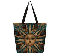 Mexpekil Art Gold Blue Sun Tote Bag per donne ragazze borse riutilizzabili per la spesa borse della spesa grandi borse da donna borsa a tracolla multiuso