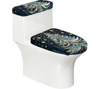 Mexpekil Art Painted Star Albero di Natale coperchio coperchio serbatoio | Set di 2 copri cisterna per WC, morbidi, elasticizzati, lavabili e antipolvere, con bordi elastici, accessori di ricambio per