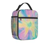Mexpekil Artwork - Borsa termica per il pranzo con tintura a nodi, per donne e uomini, borsa termica portatile da picnic con tasca laterale in rete per adulti, portapranzo per lavoro