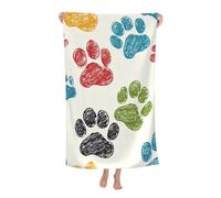 Mexpekil Asciugamano da bagno in microfibra, 130 x 80 cm, con impronte di cane, telo mare, leggero, telo da nuoto per adulti