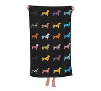 Mexpekil Asciugamano da bagno in microfibra, 130 x 80 cm, con stampa a pois e cane, telo da spiaggia leggero per adulti