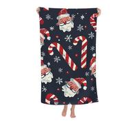 Mexpekil Asciugamano da bagno in microfibra, 130 x 80 cm, motivo: Babbo Natale, cane, caramelle, telo mare, leggero, per adulti