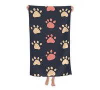 Mexpekil Asciugamano da bagno in microfibra 130 x 80 cm rosa beige con stampa di zampe di cane asciugamano da spiaggia leggero asciugamano da nuoto per adulti