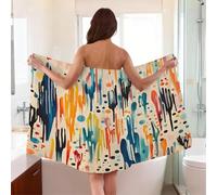 Mexpekil Asciugamano indossabile Lines Spot Graffiti Asciugamano da bagno Wrap per le donne, Accappatoio regolabile Asciugamano da spiaggia 150 x 80 cm