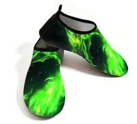 Mexpekil Astratto Verde Drago di Fuoco Scarpe da Acqua per le Donne Uomini Quick Dry Antiscivolo A Piedi Nudi, Drago di fuoco verde astratto, 38.5/39.5 EU