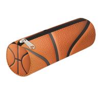 Mexpekil Astuccio arancione con motivo a pallacanestro, per ragazze e ragazzi, astuccio per cancelleria, piccolo astuccio per la scuola, per studenti e ufficio