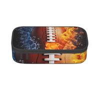 Mexpekil Astuccio arancione con motivo pallacanestro, per ragazze e ragazzi, astuccio per cancelleria con scomparti, borsa per forniture scolastiche per studenti e ufficio, Fire Water Football