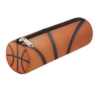 Mexpekil Astuccio arancione con stampa di pallacanestro, per ragazze e ragazzi, astuccio per cancelleria, piccolo astuccio per la scuola, per studenti e ufficio
