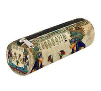 Mexpekil Astuccio cilindrico da donna, stile retrò, antico Egitto, per penne e pennarelli, per bambini, ragazzi, ragazze, astuccio cilindrico rotondo per forniture scolastiche