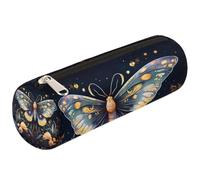 Mexpekil Astuccio cilindrico rotondo con motivo floreale e farfalle magiche, per bambini, ragazzi, ragazze, astuccio cilindrico per articoli scolastici