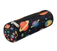 Mexpekil Astuccio cilindrico rotondo con pianeti del sistema solare, per bambini, ragazzi e ragazze, astuccio cilindrico per articoli scolastici, organizer