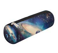 Mexpekil Astuccio cilindrico rotondo con pianeti dello spazio, per bambini, ragazzi e ragazze, astuccio cilindrico per articoli scolastici