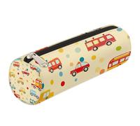 Mexpekil Astuccio colorato a pois con auto e autobus, astuccio per penne e pennarelli, per bambini, ragazzi e ragazze, astuccio cilindrico rotondo per forniture scolastiche