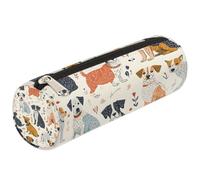 Mexpekil Astuccio colorato con cagnolino, astuccio per penne e pennarelli, per bambini, ragazzi e ragazze, cilindrico, rotondo, per forniture scolastiche