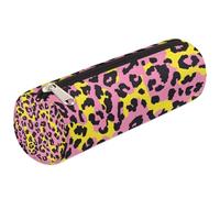 Mexpekil Astuccio con stampa leopardata con ghepardo rosa e giallo, per ragazze e ragazzi, astuccio per cancelleria, piccolo astuccio per la scuola, per studenti e ufficio