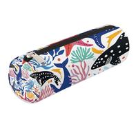 Mexpekil Astuccio con stella marina, squalo, graffiti, articoli per la scuola, astuccio per ragazze, ragazzi, adolescenti, donne, astuccio per pennelli da trucco