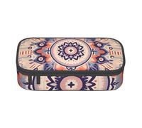 Mexpekil Astuccio etnico azteco geometrico mandala per ragazze ragazzi astuccio cancelleria organizer con scomparti borsa per forniture scolastiche per studenti ufficio, Boho Mandala Fiore Retro