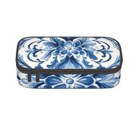 Mexpekil Astuccio etnico azteco geometrico mandala per ragazze ragazzi astuccio cancelleria organizer con scomparti borsa per forniture scolastiche per studenti ufficio, Blu Etnico Fiore Retro, Taglia